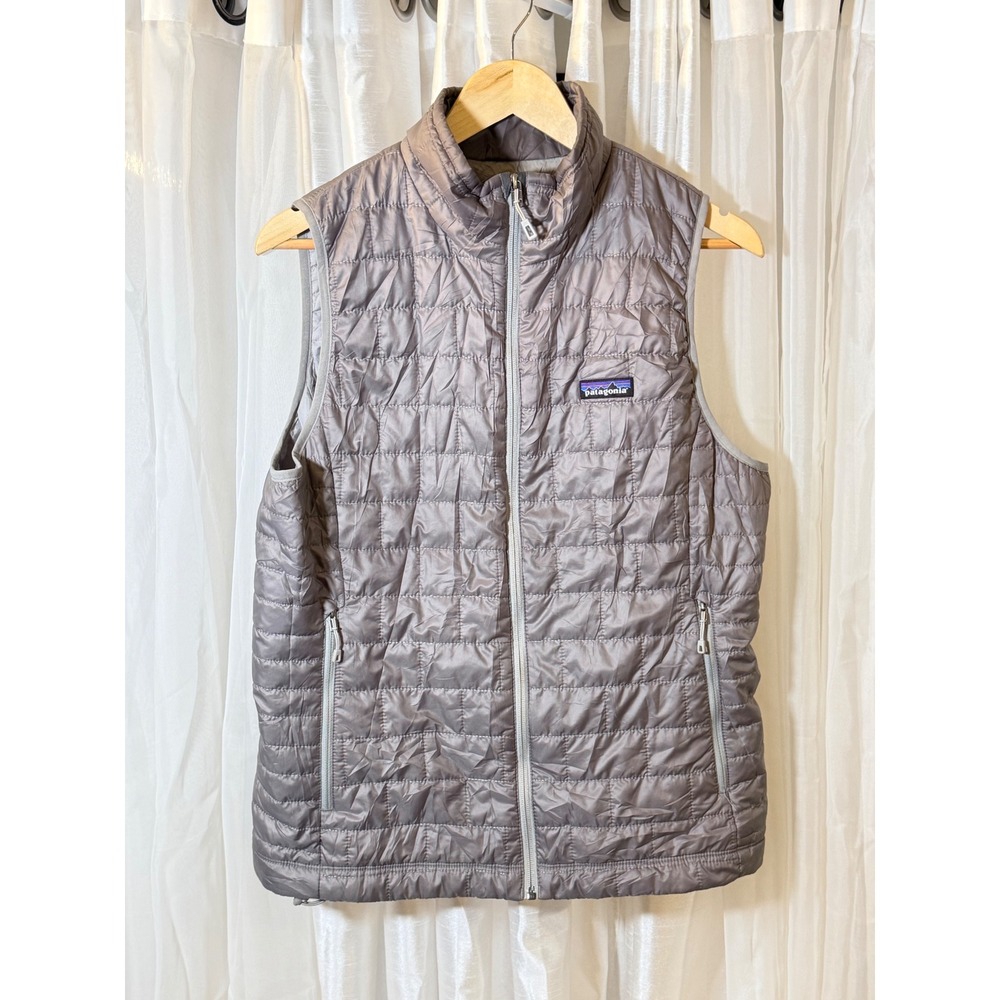 Patagonia Nano Puff Vest Womens Large Gray Quilted Insulated Full Zip Puffer